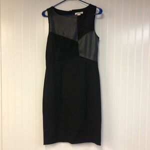 White House Black Market Black Sleeveless Midi Dress Size 4 Leather Accents